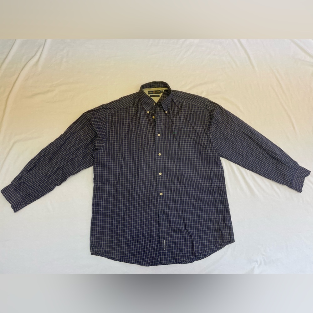 Tommy Hilfiger Casual Button Up Shirt Long Sleeve Plaid Blue White M